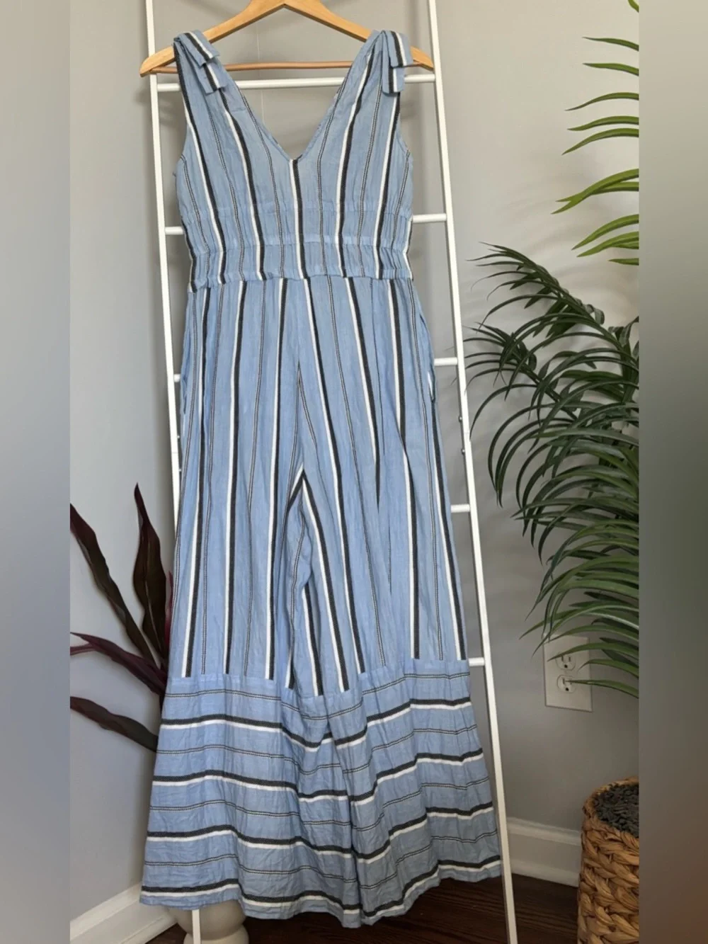 Red Carter Light Blue Sleeveless Striped Jumpsuit - Picture 11 of 16
